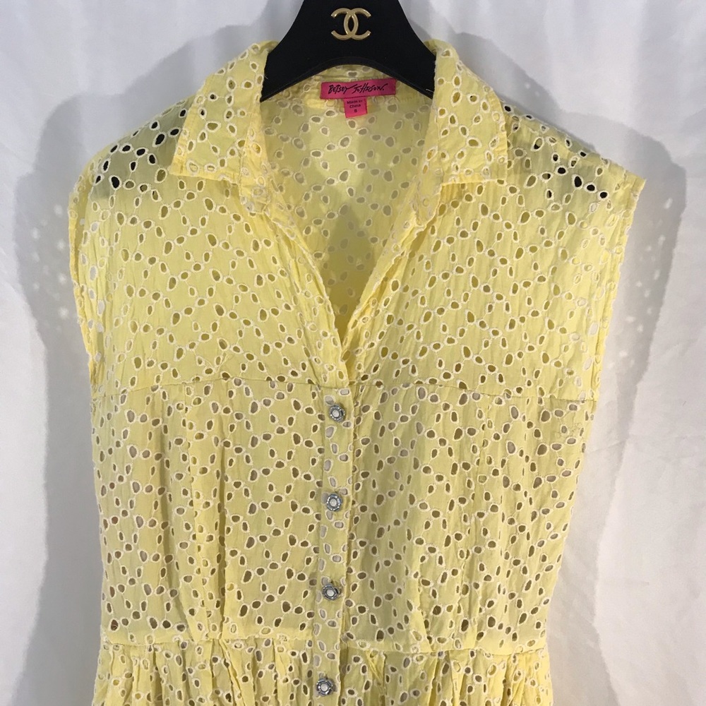 Betsey Johnson Eyelet Yellow Mini Dress - Picture 2 of 7